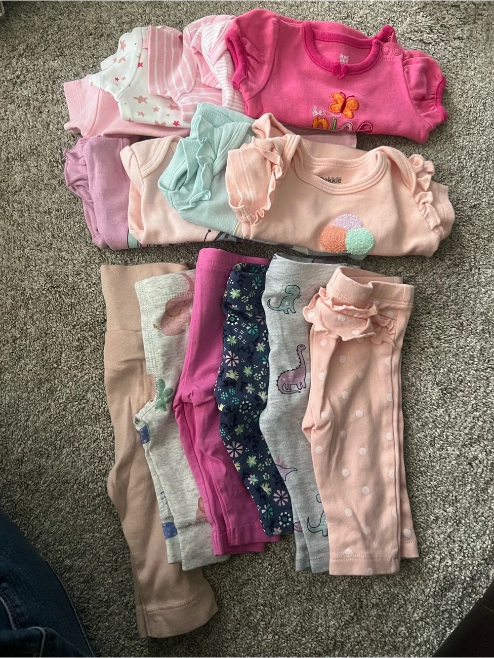 Baby Girls Pink Ruffle One-Piece and Leggings Set